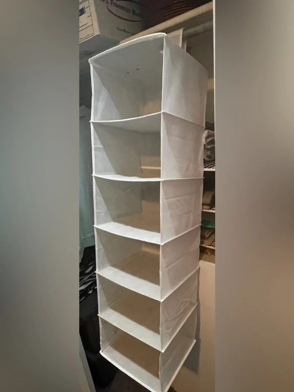 White Hanging Closet Organizer - 6-Shelf Fabric Storage EXCELLENT CONDITION